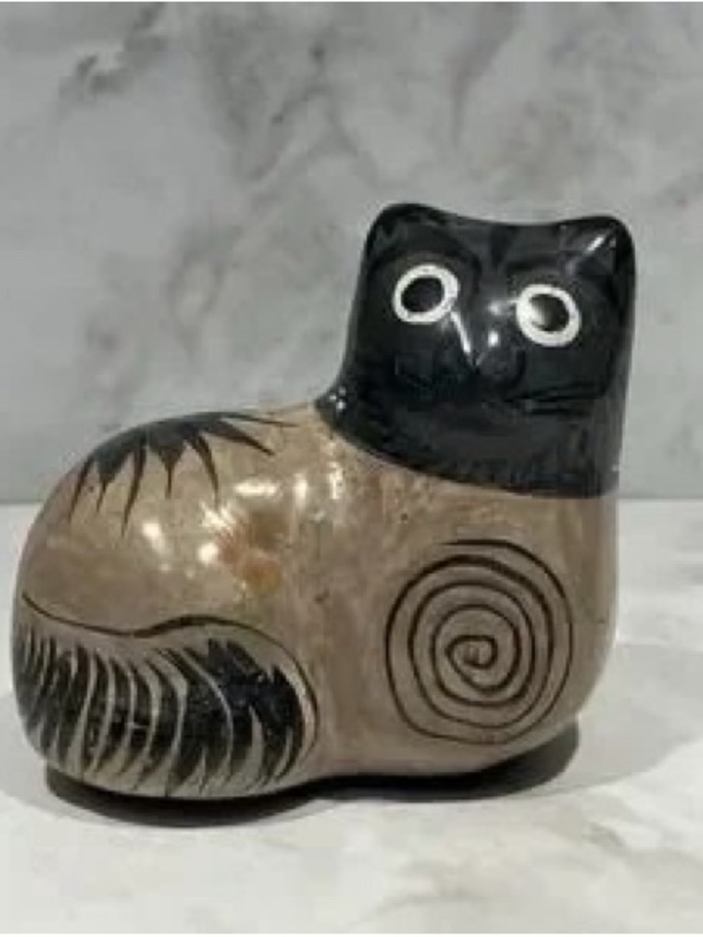 Neutral and Black Artistic Cat Accent Sculpture